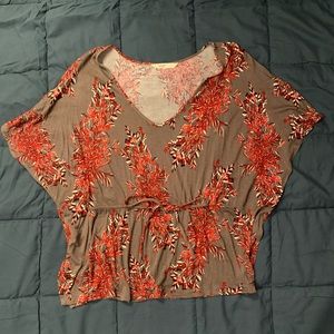 Gray and Red Flowy Shirt